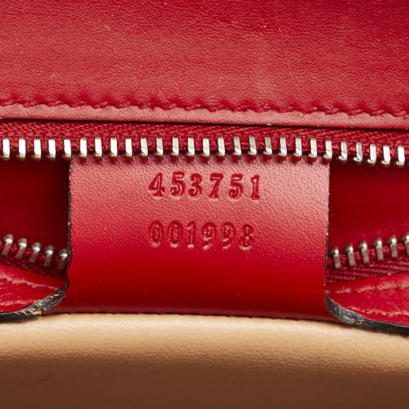 GUCCI Red Leather Bamboo Shoulder Bag - Picture 6 of 7